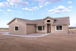 Front of new home built in Hereford Arizona.