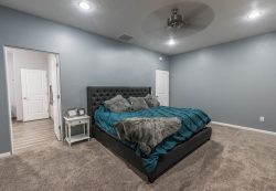 Master bedroom with comfortable carpet floor