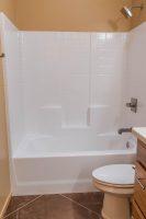 Fiberglass one piece shower/tub in guest bathroom