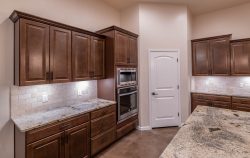 kitchen cabinets and double ovens