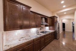 Kitchen cabinets with set in cooktop