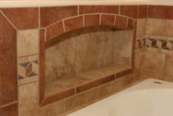 tile niche for storage by tub