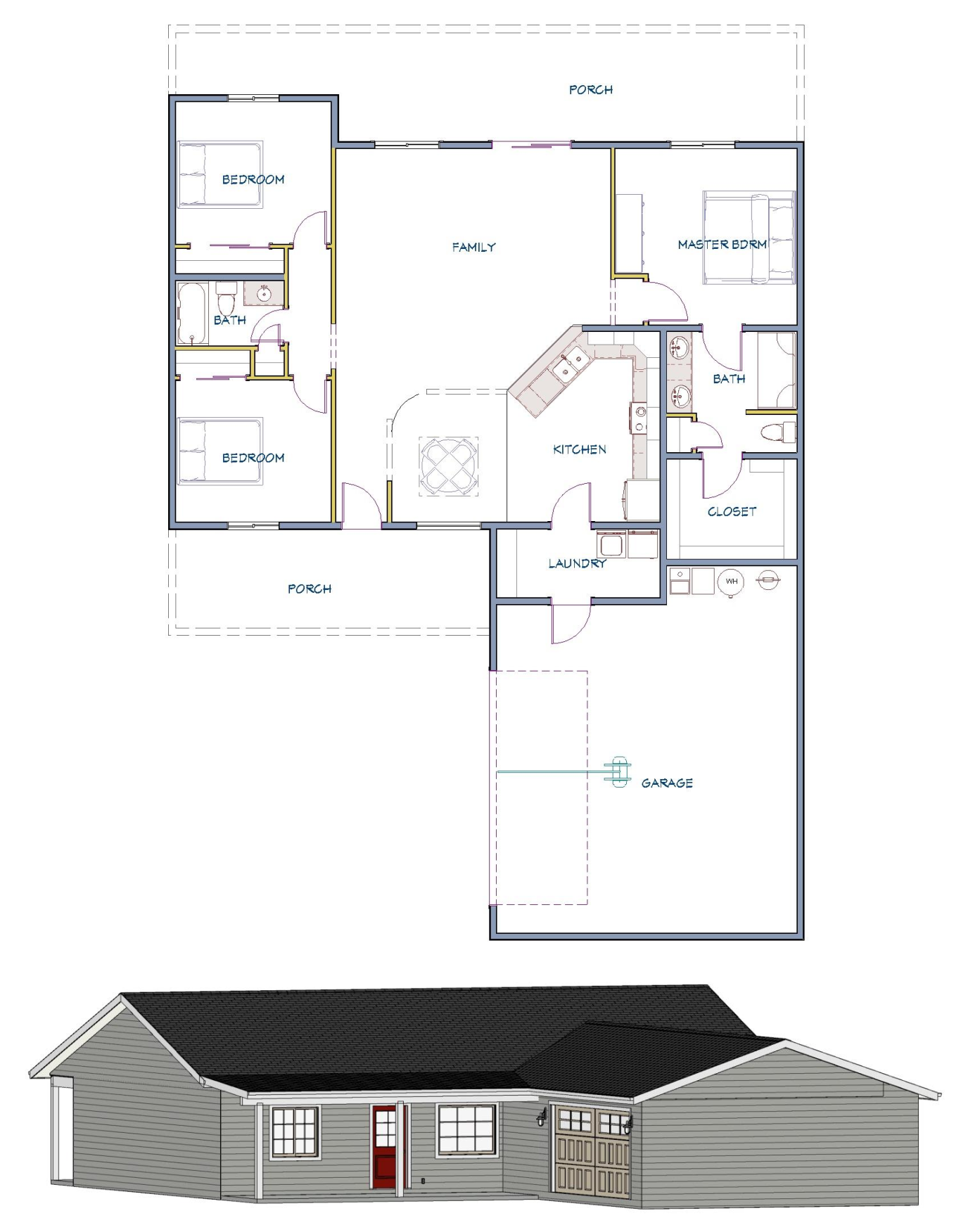 Floor layout and elevation of  home