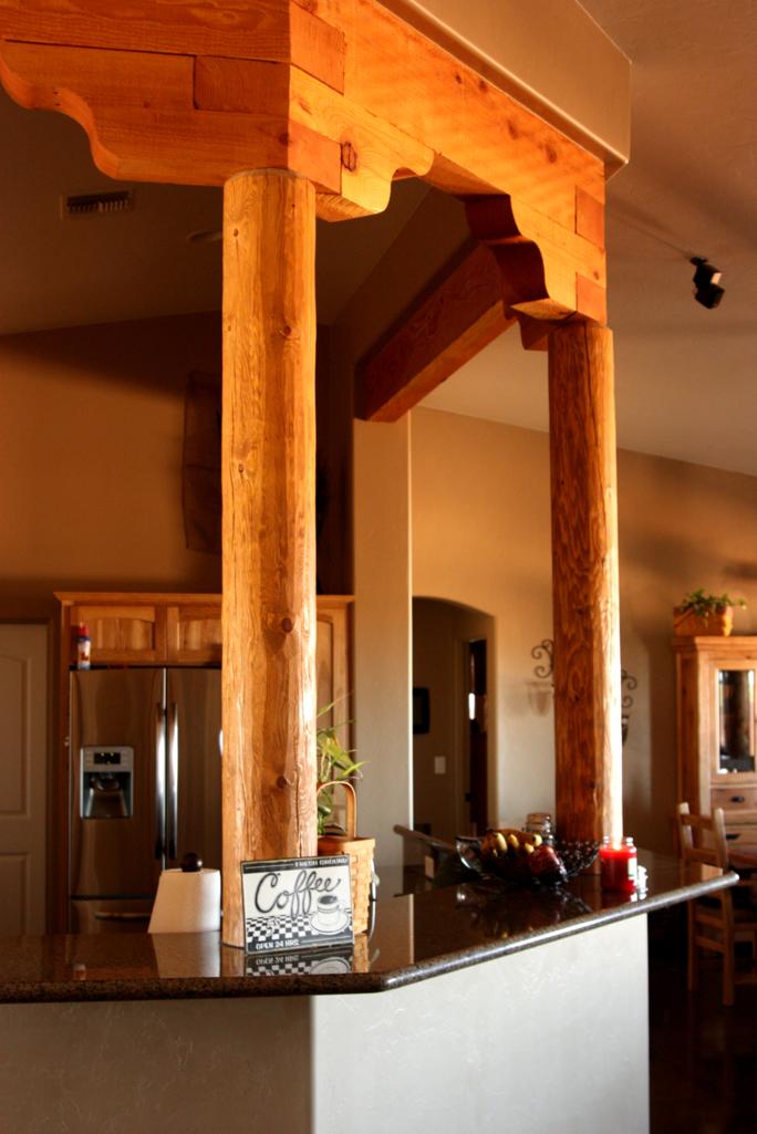 Photo of custom kitchen with wood accents.