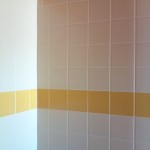 Yellow stripe of ceramic tile in white3