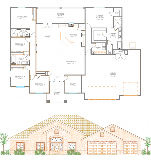 Floor layout of Isaacson Homes Model #2893